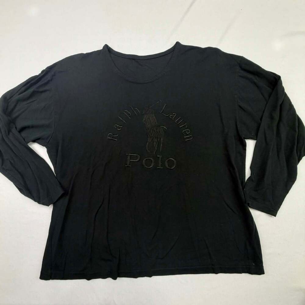 Polo Ralph Lauren Black Long Sleeve T-Shirt with Tonal Big Pony Logo